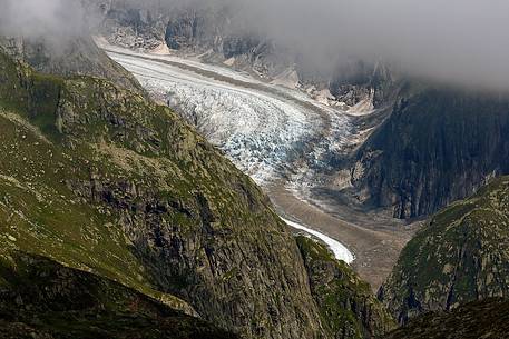 Fiescher or Fiesch glacier from Eggishorn Bergstation, Fiesch, Vallais, Switzerland, Europe