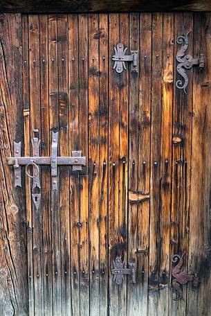 Detail of traditional wooden house in Mnster Geschinen village, Fiesh, Canton of Valais, Switzerland, Europe
