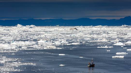 Fishing boat in Illulissat Fjord