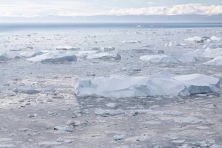 Aereal view of Sermeq  Kujalleq glacier