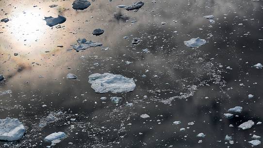 Aereal view of Sermeq  Kujalleq glacier