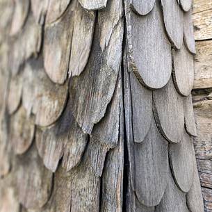 Detail of traditional wooden building in Vals village, Grisons, Switzerland, Europe Detail of traditional wooden building in Vals village, Grisons, Switzerland, Europe