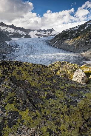 Rhone Glacier at sunset, Furka pass, Switzerland, Europe