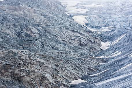 Mist and fog on Rhone Glacier,  Furka pass, Valais, Switzerland, Europe