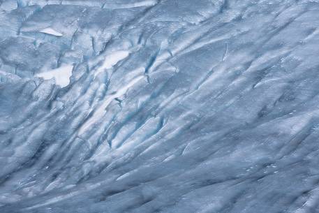 Mist and fog on Rhone Glacier at dawn, Furka pass, Valais, Switzerland, Europe