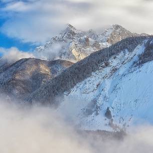 Today mount  Toc after the disastrous landslide caused one of the biggest tragedies in Italy; on the background the Col Nudo Group