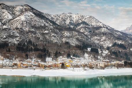 Sunrise in the alpine town of Barcis.