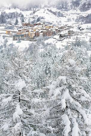 Casso alpine town after an intense snowfall Casso alpine town after an intense snowfall