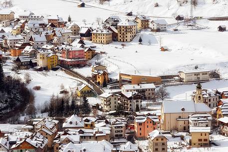 Forni Avoltri alpine town after a snowfall