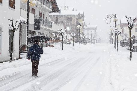 Alpine Town of Claut under an intense snowfall