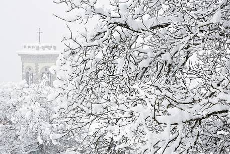 Alpine Town of Erto under an intense snowfall