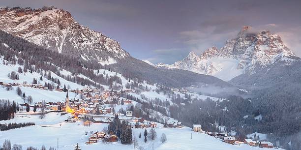 Selva di Cadore at sunset, in the background Pelmo mountain Selva di Cadore at sunset, in the background Pelmo mountain