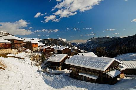 The village of Sauris di Sopra right after a snowfall