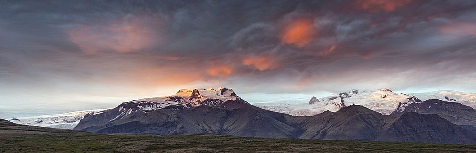 Amazing sunset in the mountain area of  Skftafell National Park