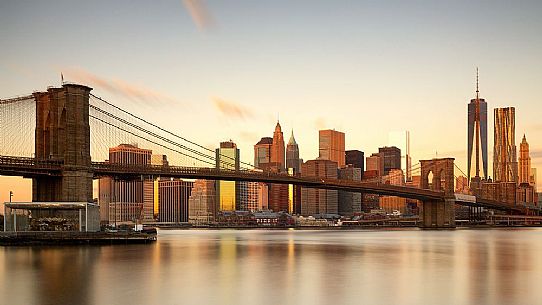 Manhattan skyline at sunrise