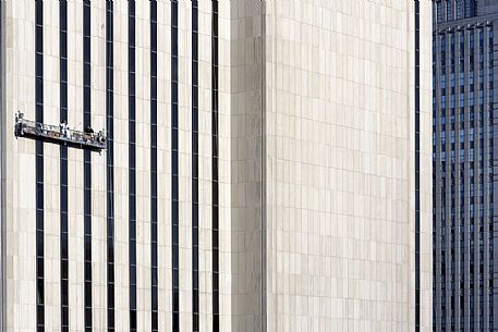 Window washers on Manhattan skyscrapers