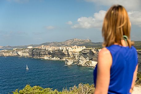 The white cliffs of Bonifacio and the old village from the trail to Cape Pertusato The white cliffs of Bonifacio and the old village from the trail to Cape Pertusato