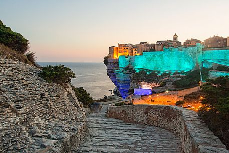 Play of light on the cliffs and the old walls of Bonifacio Play of light on the cliffs and the old walls of Bonifacio