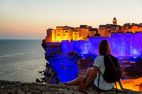 Looking the play of light on the cliffs and the old walls of Bonifacio Looking the play of light on the cliffs and the old walls of Bonifacio
