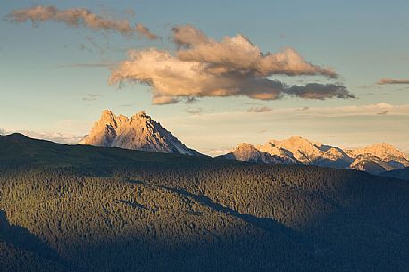 Sunset on Peralba mountain from Berti refuge, Cadore, dolomites, Italy