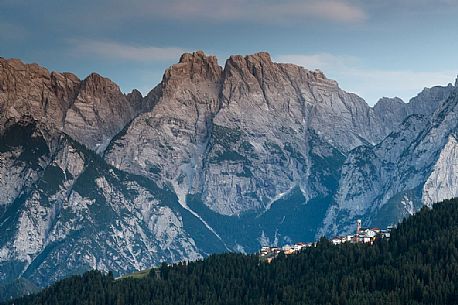 The village of Danta ad dusk, Comelico, Italy