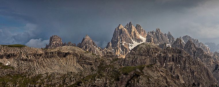 Lights before the storm over Cadini di Misurina Group, Dolomites, Italy 