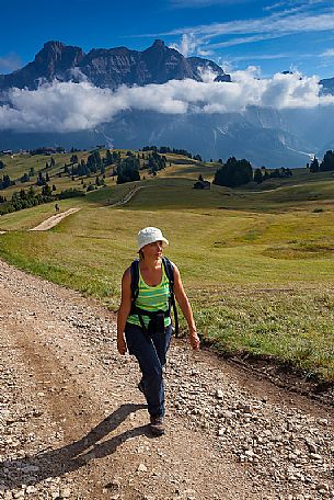 Hiking in Pralongi, Badia Valley, South Tyrol, Dolomites, Italy