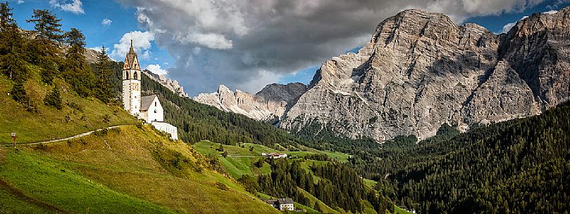 Little church of La Val, Badia Valley, South Tyrol, Dolomites, Italy