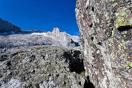 Marmolada group from path of Padon Hut, Dolomites, Italy