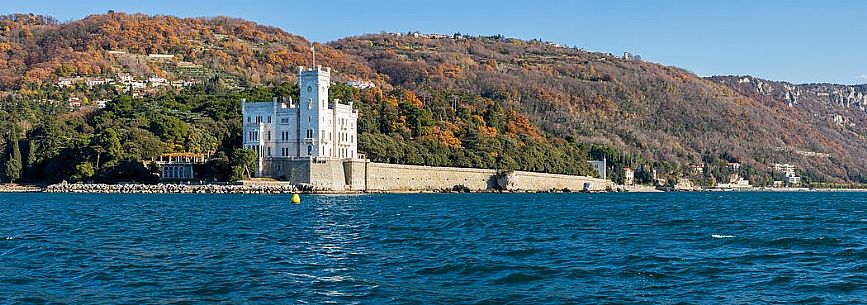 Miramare castle from the sea, Trieste, Italy