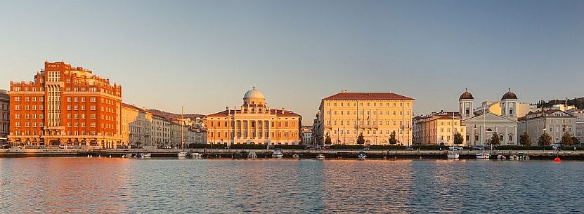 view of the city of Trieste from the sea, Italy