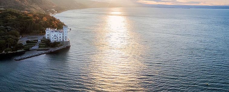 Sunset at Miramare castle, Trieste, Italy