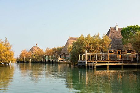 Casoni, typical lodge used by fishermen, Marano Lagunare, Italy