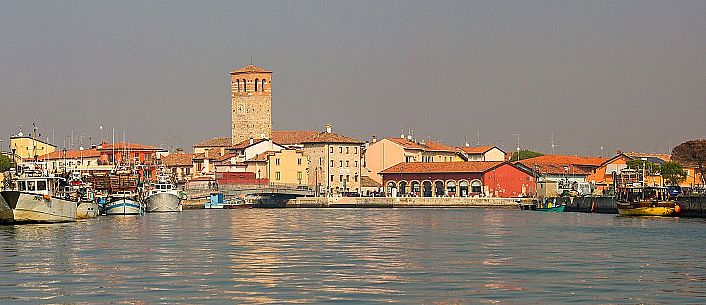 The village of Marano Lagunare from the sea, Italy