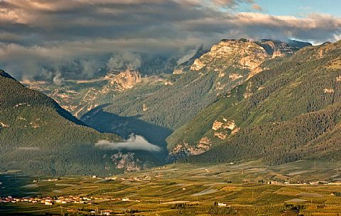 Val di Non and in the background the dolomites of Brenta, Trentino, Italy