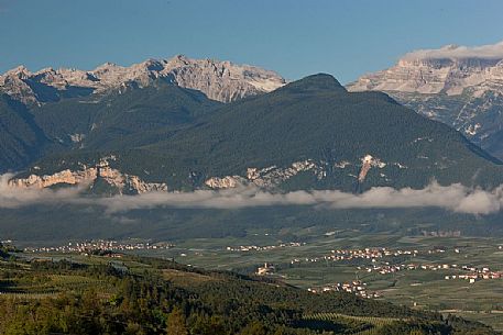 Val di Non and in the background the dolomites of Brenta, Trentino, Italy