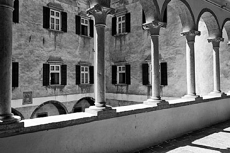 The inner courtyard of Thun Castle, Val di Non, Trentino, Italy