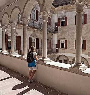 Tourist at Castel Thun castle, Val di Non, Trentino, Italy Tourist at Castel Thun castle, Val di Non, Trentino, Italy