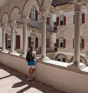 Tourist at Castel Thun castle,  Val di Non, Trentino, Italy