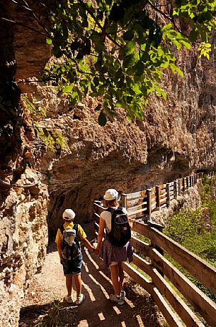 Walking towards the San Romedio Sanctuary, Val di Non, Trentino, Italy