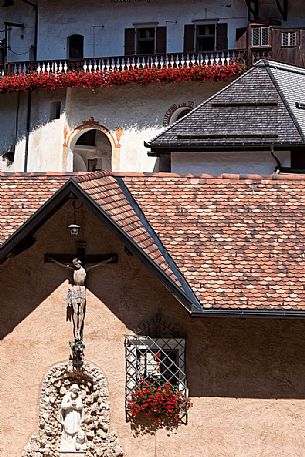 Detail of San Romedio Sanctuary, Val di Non, Trentino, Italy