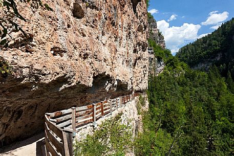 The beautiful path to the San Romedio Sanctuary, Val di Non, Trentino, Italy