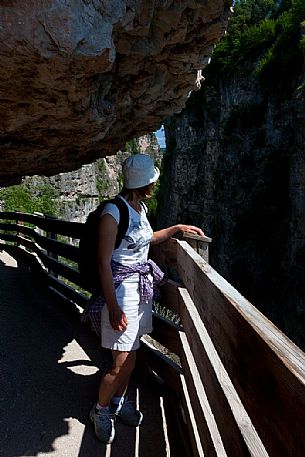 Walking towards the San Romedio Sanctuary, Val di Non, Trentino, Italy