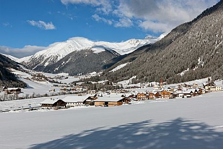 San Martino village in winter, Casies valley, South Tyrol, Italy