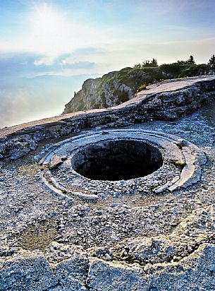 The trenches of war and machine-gun on Verena mount, Asiago, Italy