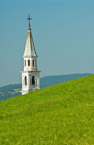 Bell tower in the plateau of Asiago, Italy