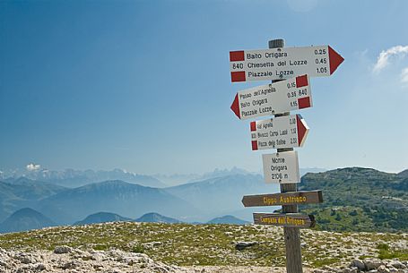 Summit of mount Ortigara and in the background the Valsugana mountain, Asiago, Itay