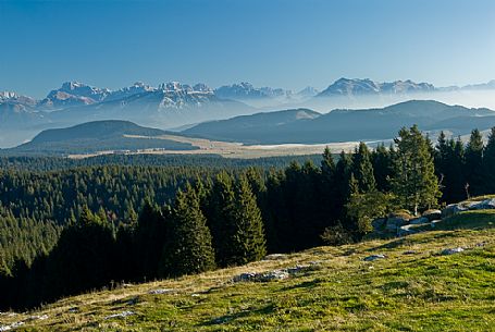 The Marcesina plateau and the dolomites in the background, Asiago, Italy