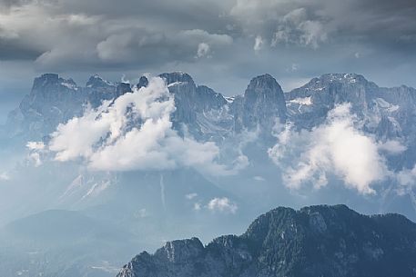 The dolomites of Pale di San Martino from the Dolomites Bellunesi national park, Belluno, Italy The dolomites of Pale di San Martino from the Dolomites Bellunesi national park, Belluno, Italy