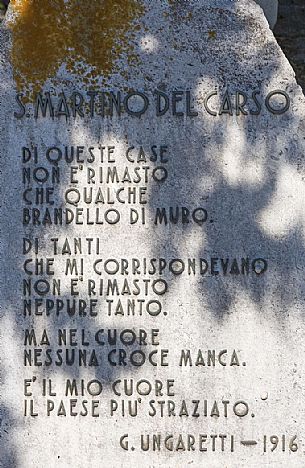 the words  of 
san martino del carso, the poetry of 
giuseppe ungaretti, 
san martino del carso, karst, 
Italy